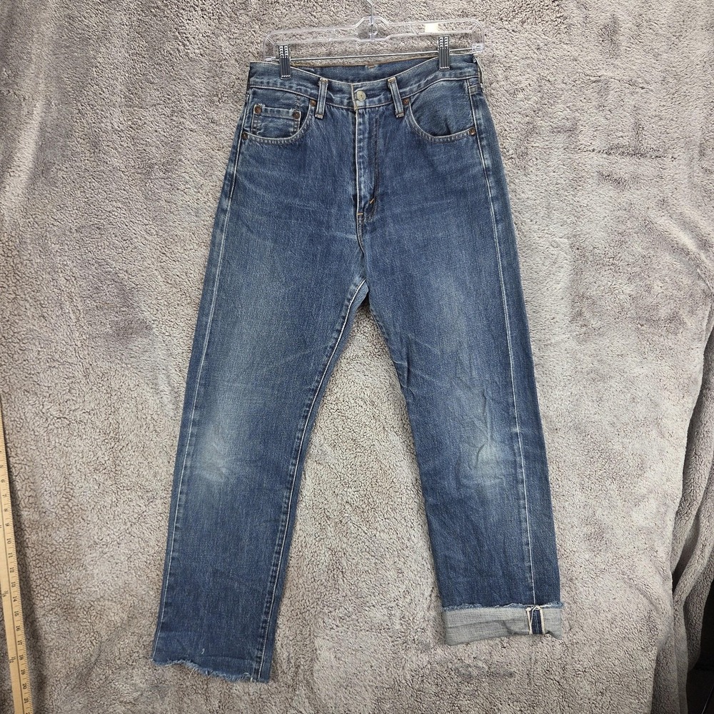 Vintage Levis 504 Jeans Mens Selvedge LVC Made in Japan Raw Hem Fits 28x30